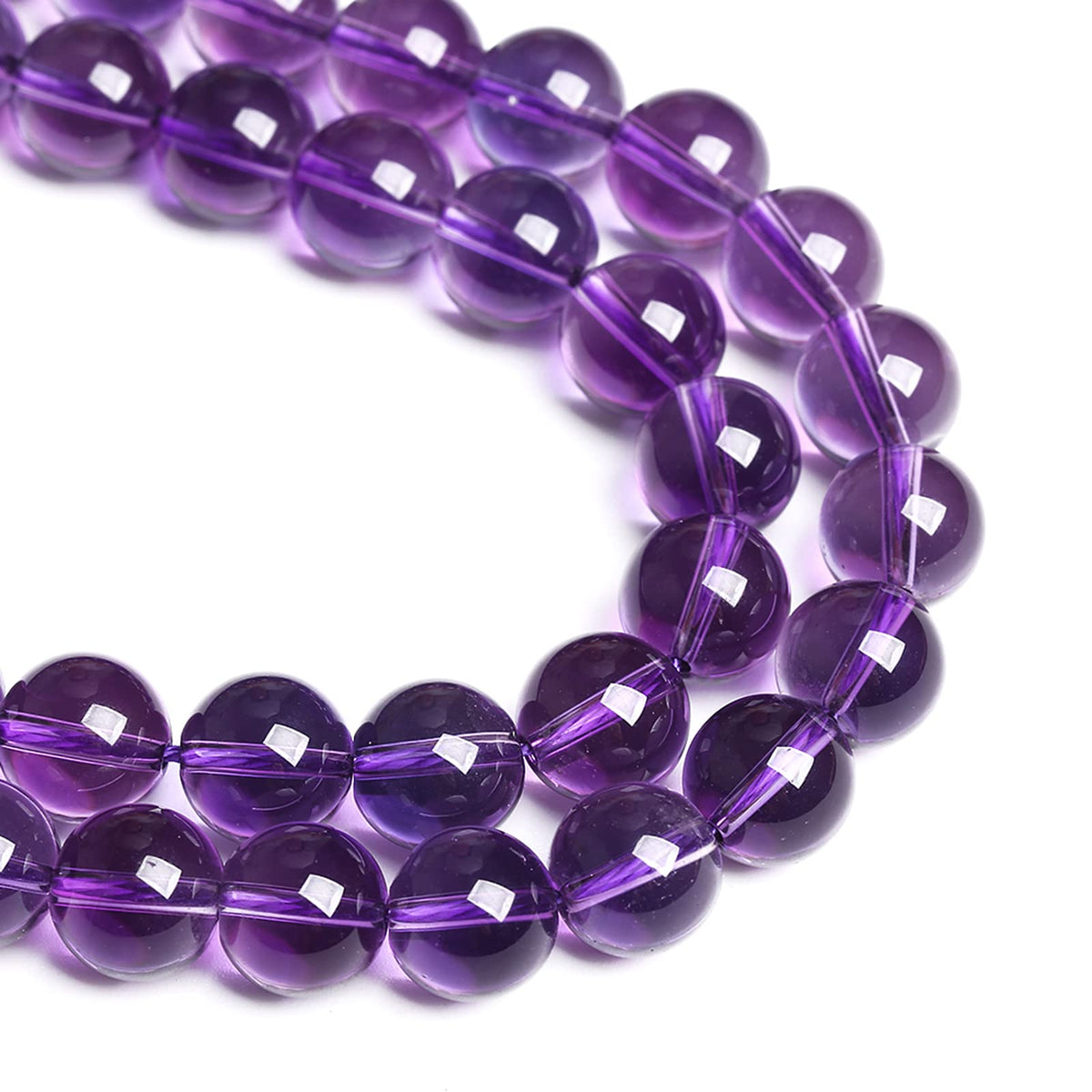 8MM 46PCS Natural Stone Clean Amethyst 3A Grade Crystal Loose Beads for Jewelry Making DIY Bracelet