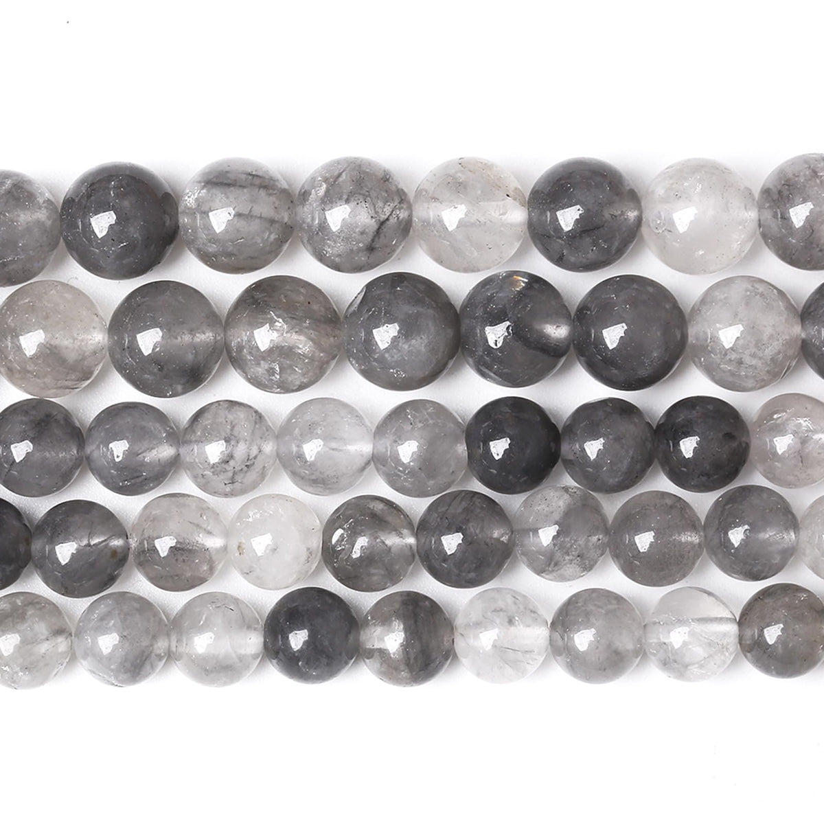 32pcs 12mm Natural Grey Cloud Crystal Stone Beads for Jewelry Making Energy Healing Power Stone Beads DIY Bracelet Necklace Accessories 15" (12mm, Grey Cloud Crystal)