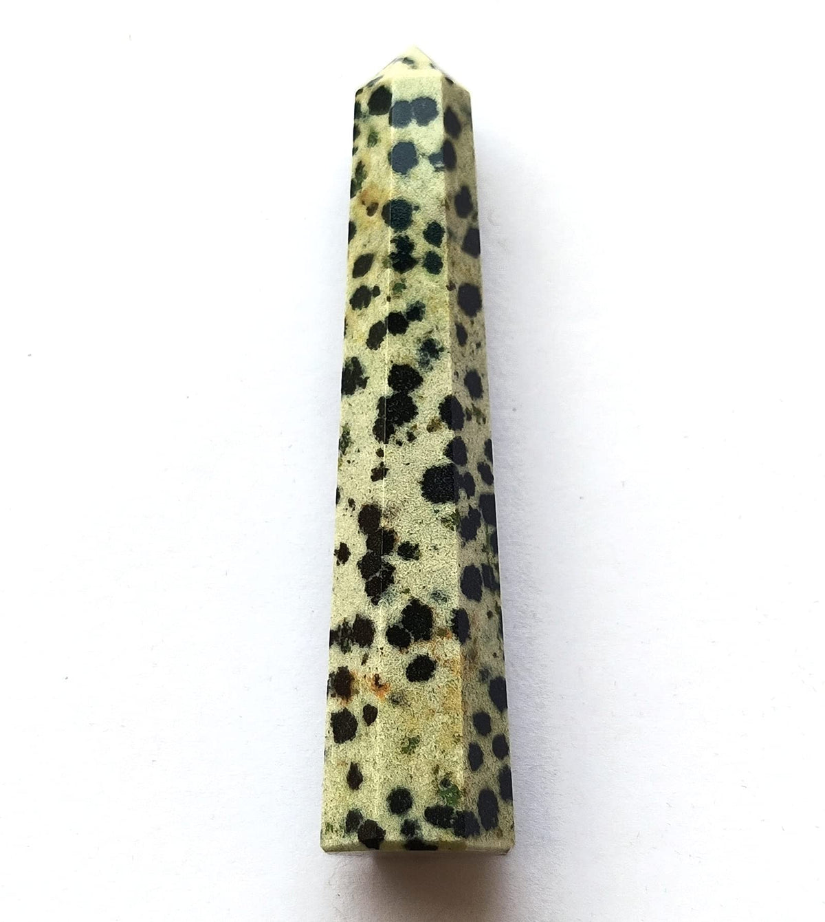 WholesaleGemShop 3 Inch Dalmantion Gemstones Obelisk Tower Jumbo Facet Aura Rock Crystal Natural Polished Earth Wand Spirit