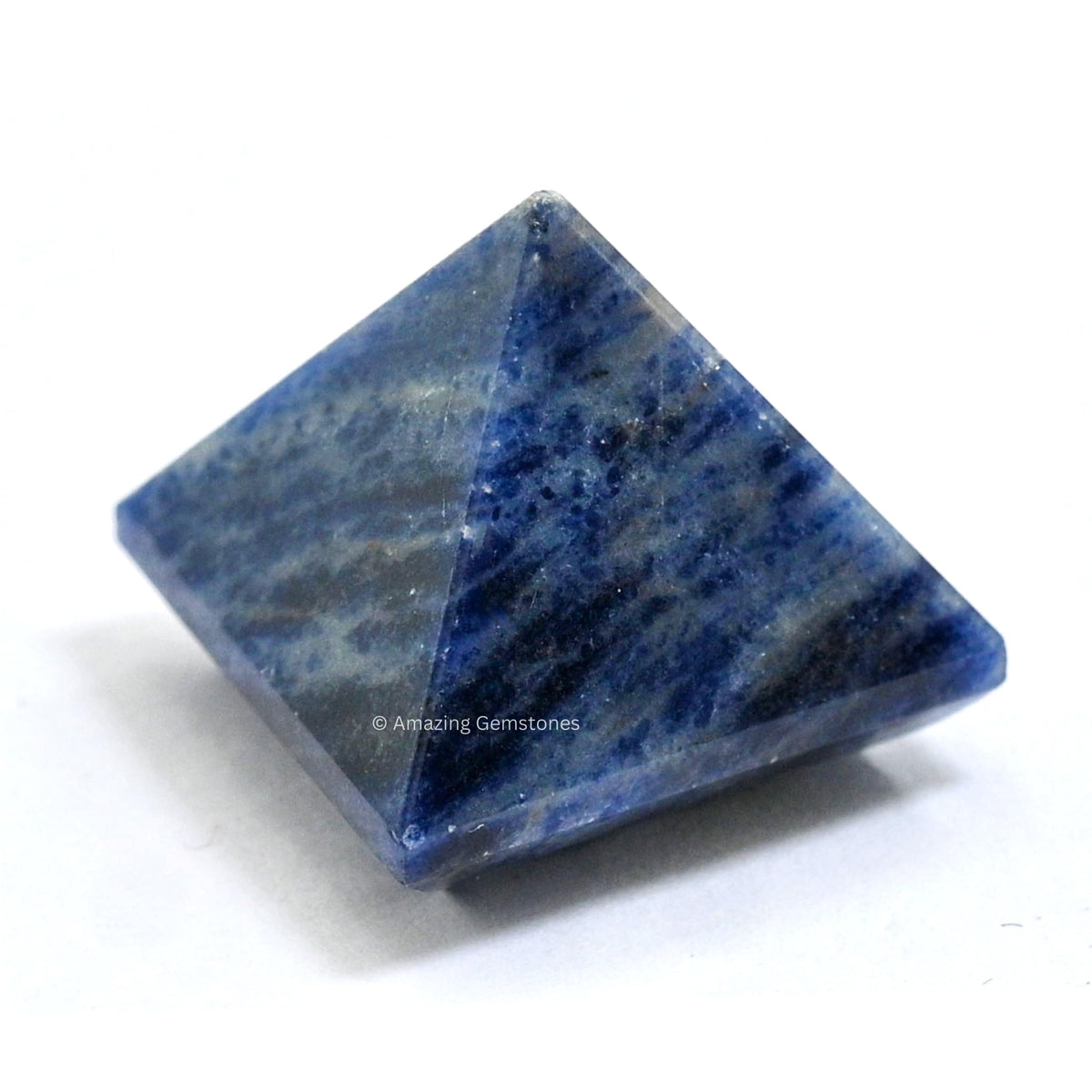 Amazing Gemstone Sodalite Crystal Pyramid with 9 Pyramid Plate Bottom - 1" Mini Pyramid Figurine of Natural Stone Pyramid for Meditation, Reiki, Chakra Balancing Vastu Pooja and Crystal Grids