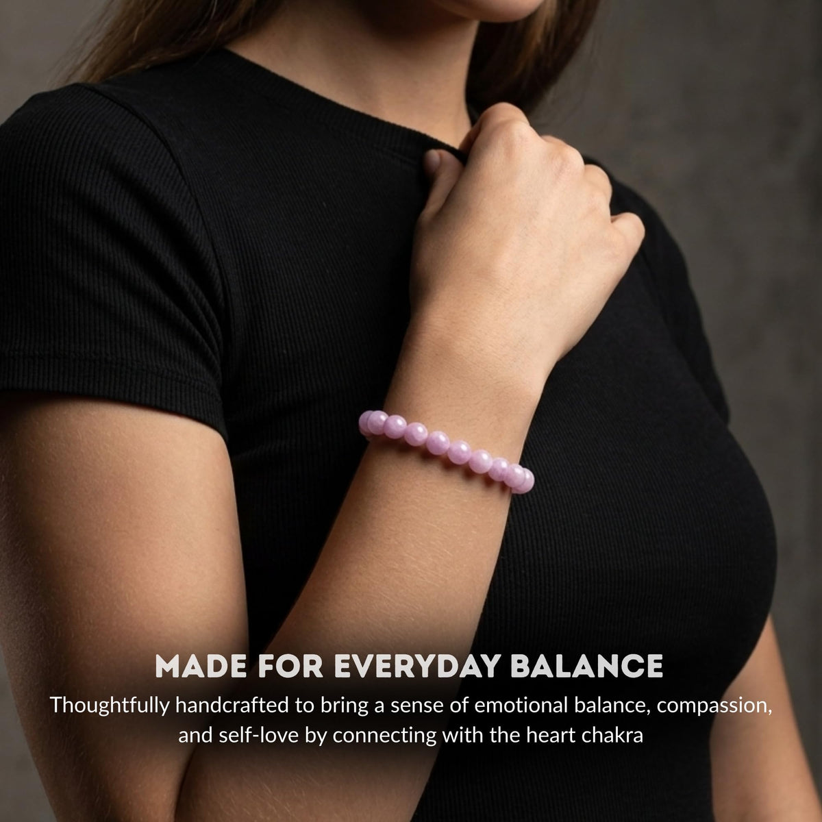 Cherry Tree Collection Kunzite Beaded Bracelet – Genuine 8mm Gemstone Stretch Bracelet for Men & Women – Handmade Crystal Bracelet - (Kunzite - M)