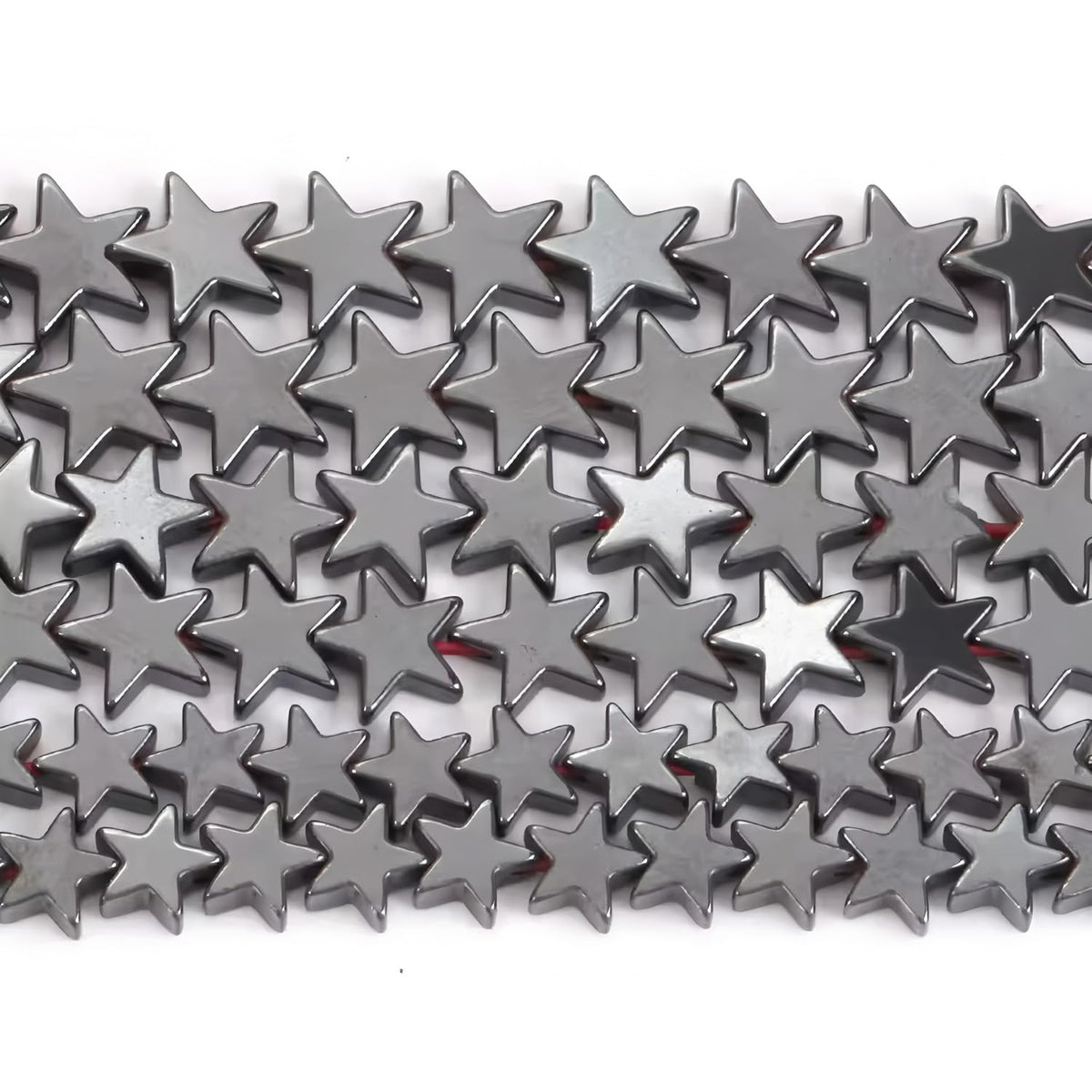 HAAMIIQII 70pcs 8mm Natural Black Hematite Loose Gemstone Beads Star Shape Spacer Stone Beads for Jewelry Making DIY Bracelets Necklaces Crafting