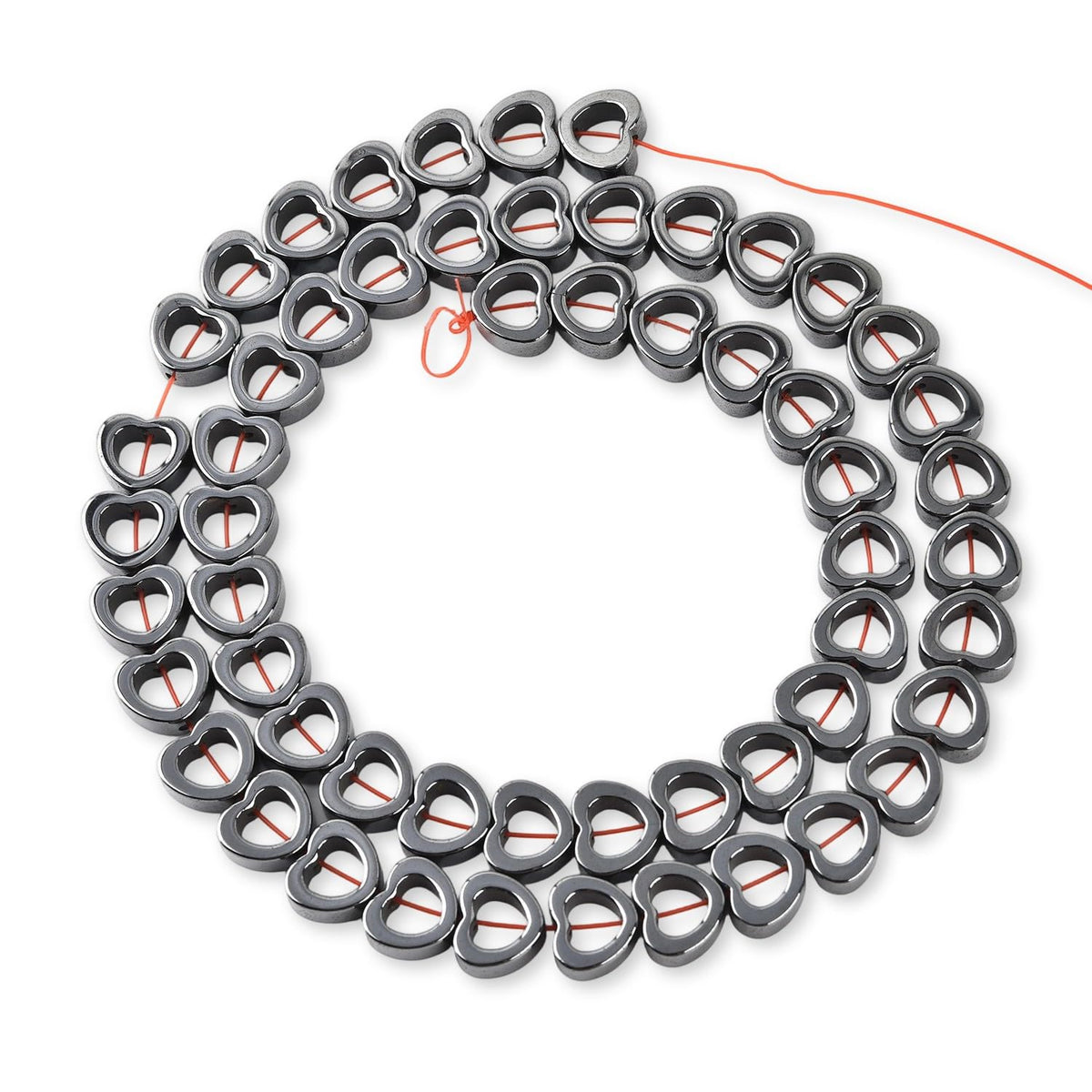 HAAMIIQII 55pcs 8mm Natural Black Hematite Loose Gemstone Beads Hollow Heart Shape Spacer Stone Beads for Jewelry Making DIY Bracelets Necklaces Crafting
