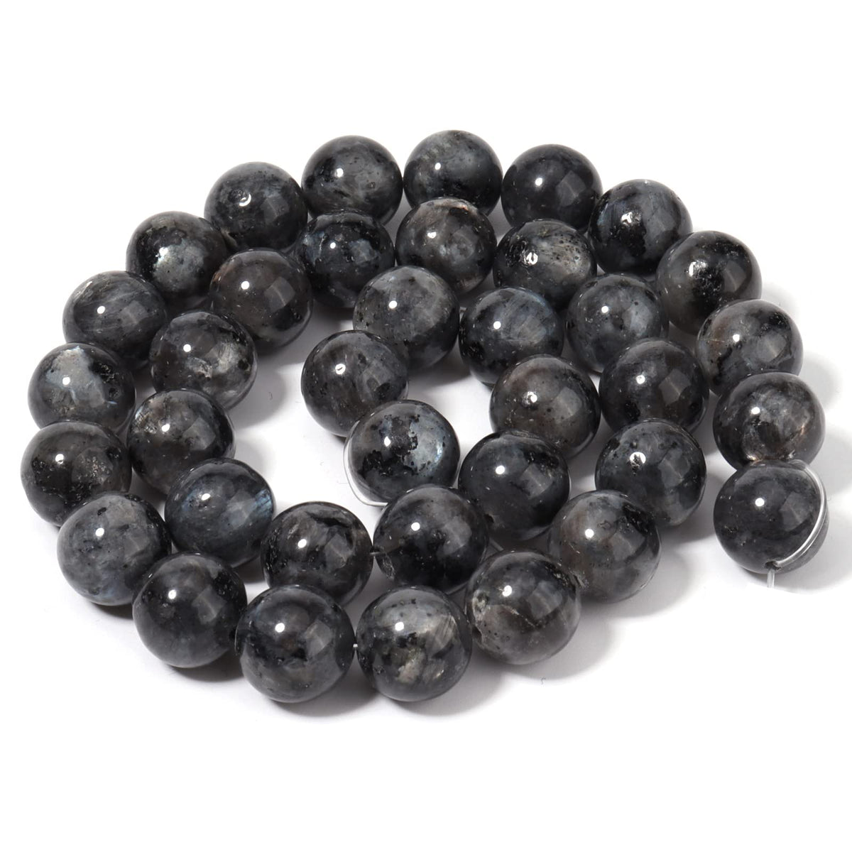 60pcs 6mm Natural Stone Beads Black Larvikite Beads Energy Crystal Healing Power Gemstone for Jewelry Making, DIY Bracelet Necklace