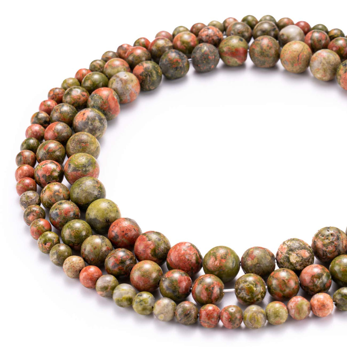 BEADIA Natural Unakite Stone Round Loose Semi Gemstone Beads for Jewelry Making 8MM 44PCS