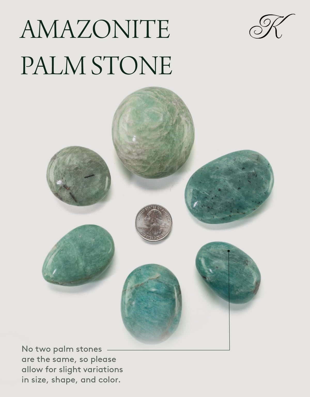 KALIFANO Palm Stone with Healing & Calming Effects - AAA+ Grade High Energy Worry Stone with Information Card - Reiki Crystal Used for Courage (Family Owned and Operated) (Amazonite)