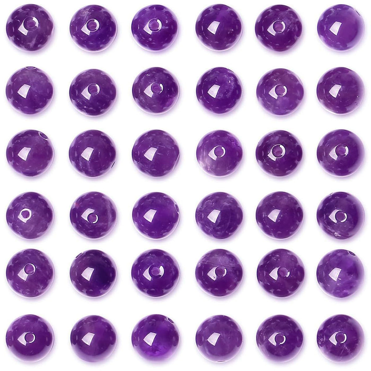 QINJIEJIE 100PCS Amethyst Beads 8mm Natural Stone Beads Round Loose Gemstone Bead for Bracelet Beading Crystal Jewelry Making DIY Necklace Earrings 0.32"