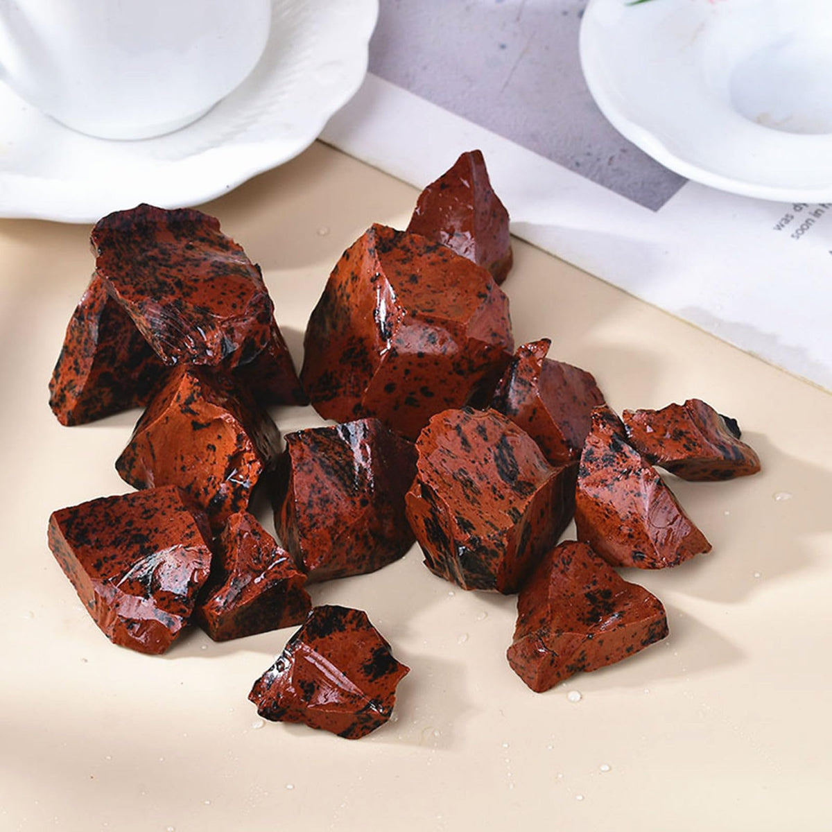 Red Obsidian Raw Crystals Healing Crystals Natural Rough Stones 1.2-2" for Tumbling, Fountain Rocks, Yoga, Meditation, Polishin, Gift 35