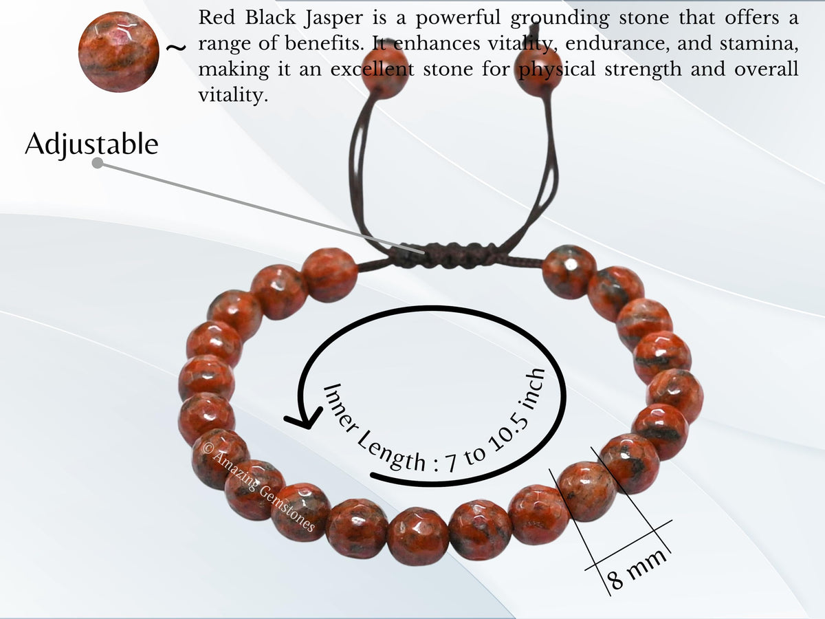 Amazing Gemstone Red Black Jasper Bracelet for Women - Chakra Mens Bracelet Protection Crystals and Healing Stones - Blessing Bracelet Spiritual Meditation Gift Christmas Stocking