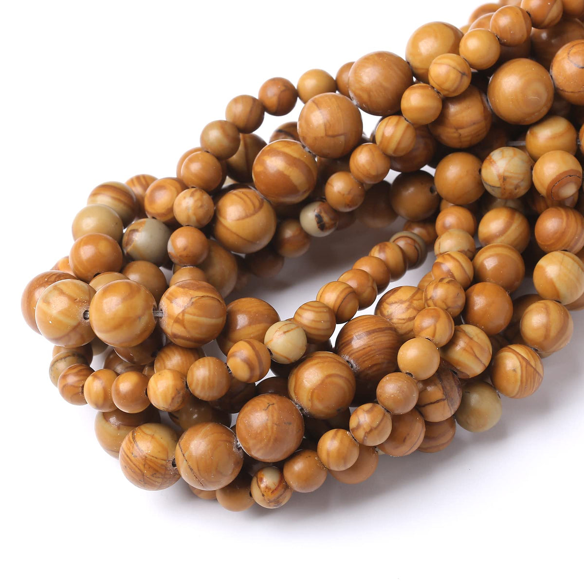 45PCS 8MM Natural Woodgrain Jasper Stone Beads Round Shape Suitable for Jewelry DIY Bracelet 15 Inches