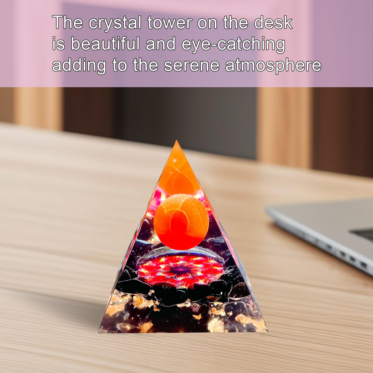 Saefheled Orgone Pyramid Energy Generator,Natural Obsidian&Rainbow Stone Orgonite Crystal Healing Pyramids for Reduce Stress Chakra Reiki Healing Meditation Attracts Lucky and Success, Wealth&Health