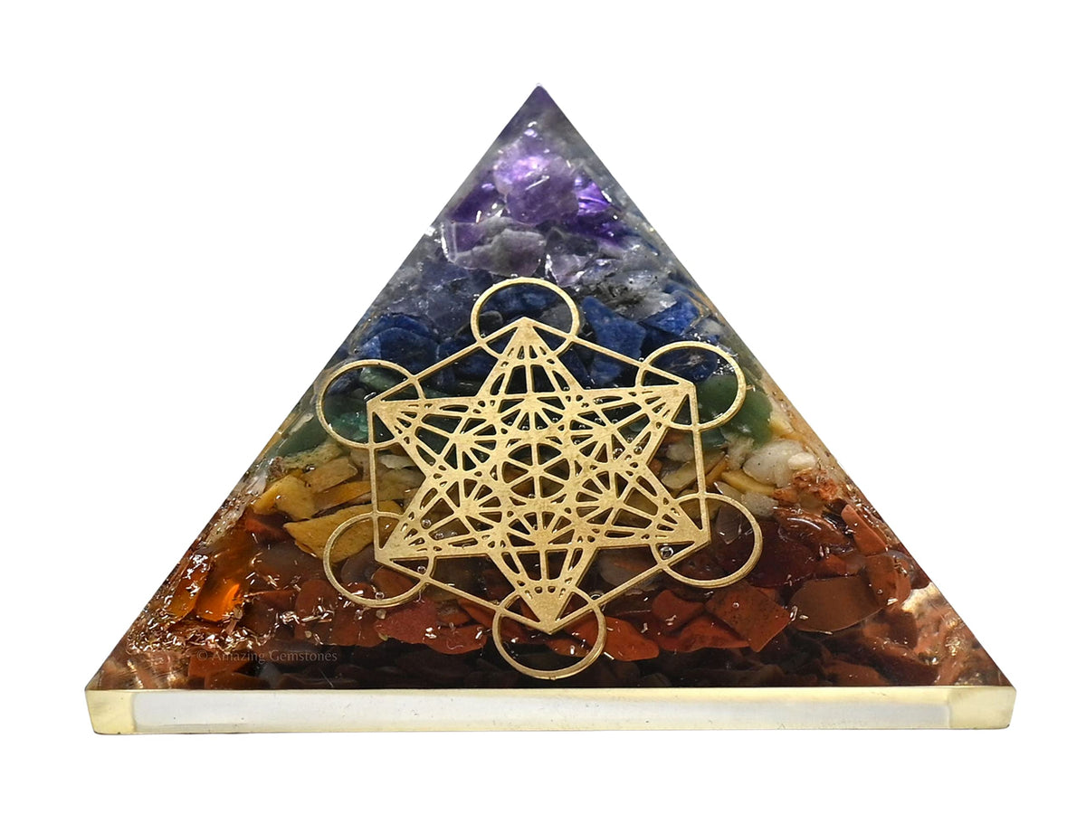 Amazing Gemstone Large Orgone Pyramid | Natural Chakra Pyramid Crystal | Metatron Orgonite Pyramid | Organ Pyramids Positive Energy Healing