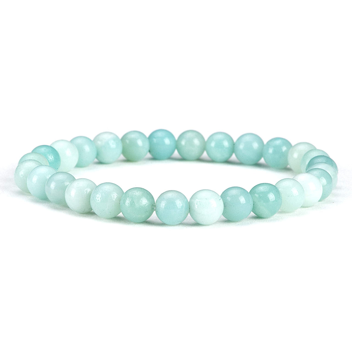 Cherry Tree Collection - Small, Medium, Large Sizes - Gemstone Beaded Bracelets For Women and Men - 6mm Round Beads (Amazonite - Medium)