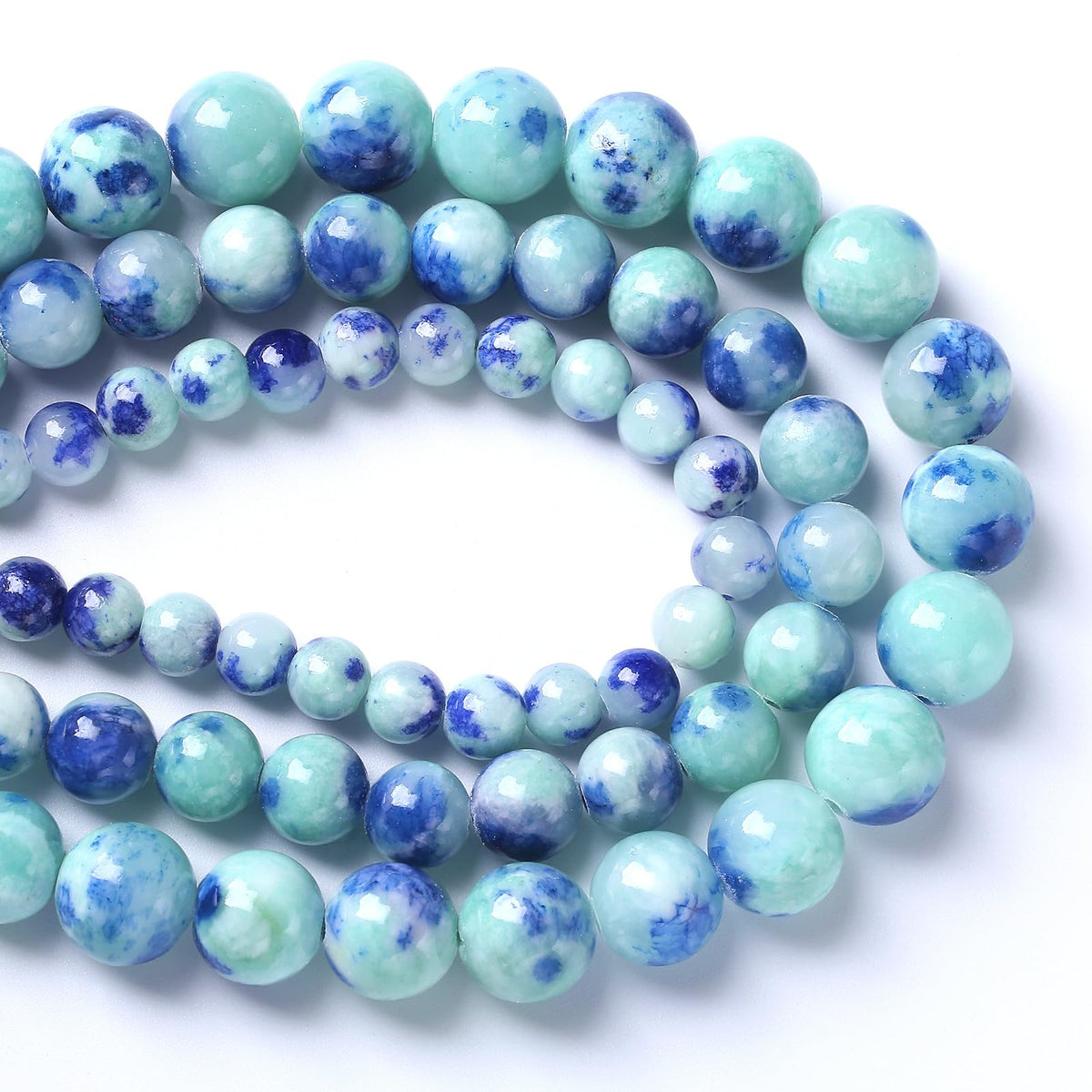 6MM 60PCS Peacock Blue Persian Jade Spacer Loose Beads for Jewelry Making DIY Bracelet Necklace