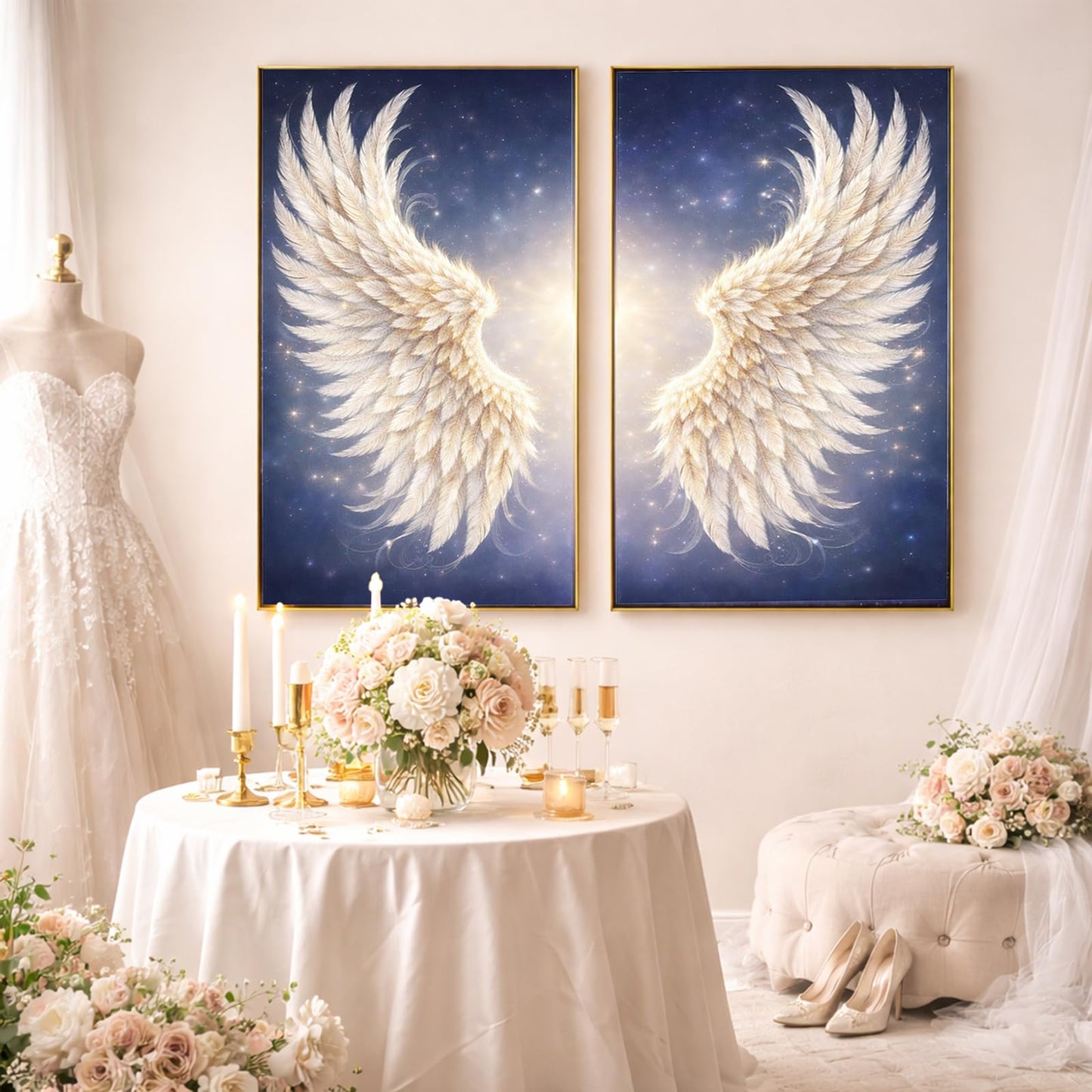 2-Panel Angel Wings Large Diamond Art Kit for Adults, Advanced Big Size Decor Gem Full Round Drill Diamond Painting Dots Art Kits for Shared Crafting & Home Decor 15.7 x 23.6 Inch Each Canvas