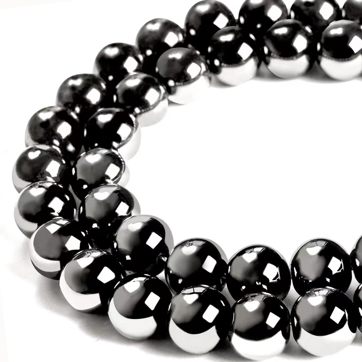 45pcs 8mm Natural Black Hematite Beads Gemstone Beads Round Loose Beads for Jewelry Making