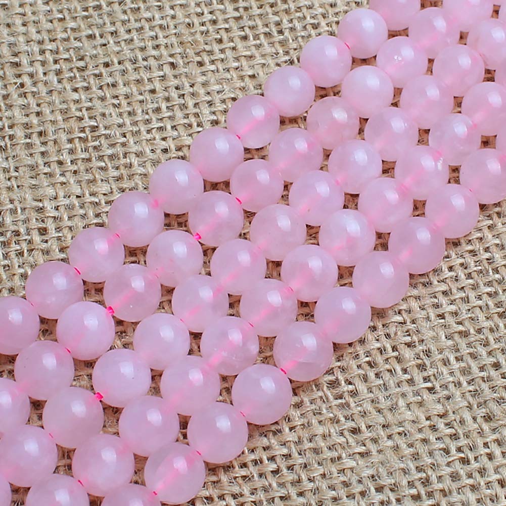 Natural Stone Beads 100pcs 6mm Rose Quartz Round Genuine Real Stone Beading Loose Gemstone DIY Charm Smooth Beads for Bracelet Necklace Earrings Jewelry Making (Pink Rose Quartz, 6mm)