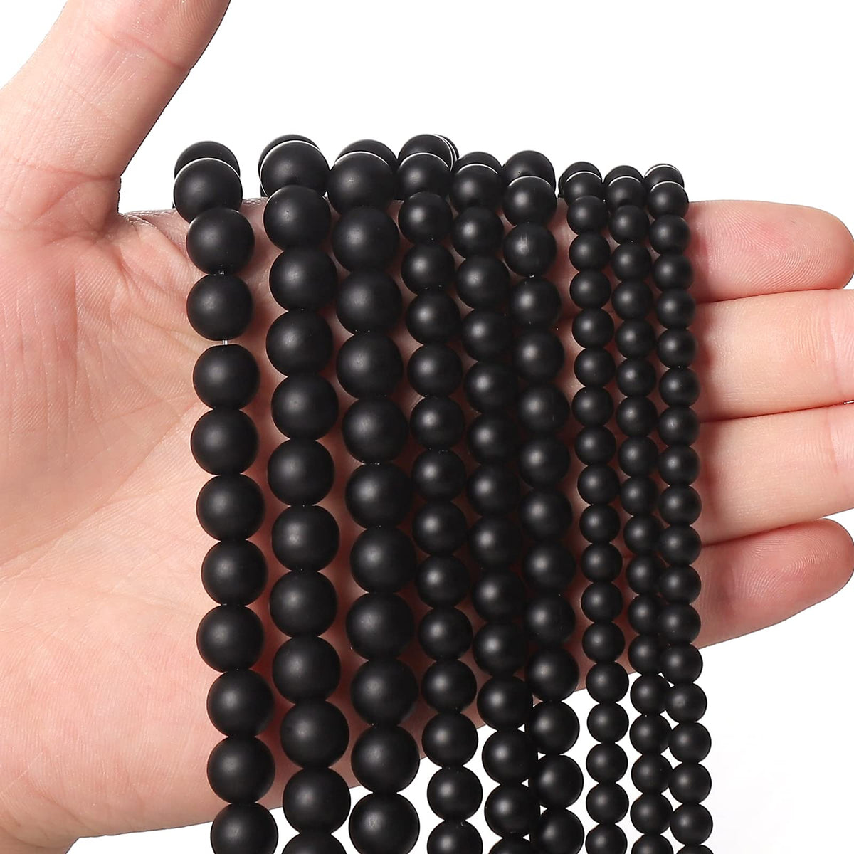 60pcs 6mm Natural Matte Black Onyx Agate Gemstone Beads Energy Healing Crystal Round Loose Stone Beads for Jewelry Making, DIY Bracelets Necklaces