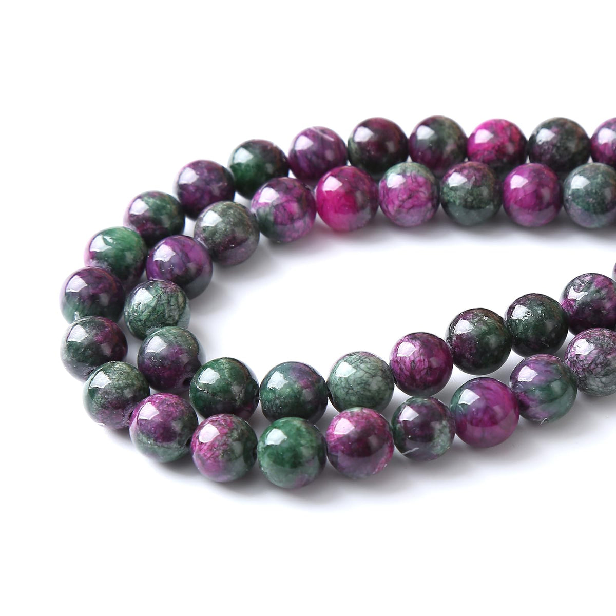 45pcs 8mm Natural Stone Tourmaline Persian Jade Beads Round Loose Beads for Jewelry Making DIY Bracelets Necklaces Crystal Energy Healing Stone Beads 15" (Tourmaline Persian Jade, 8mm)