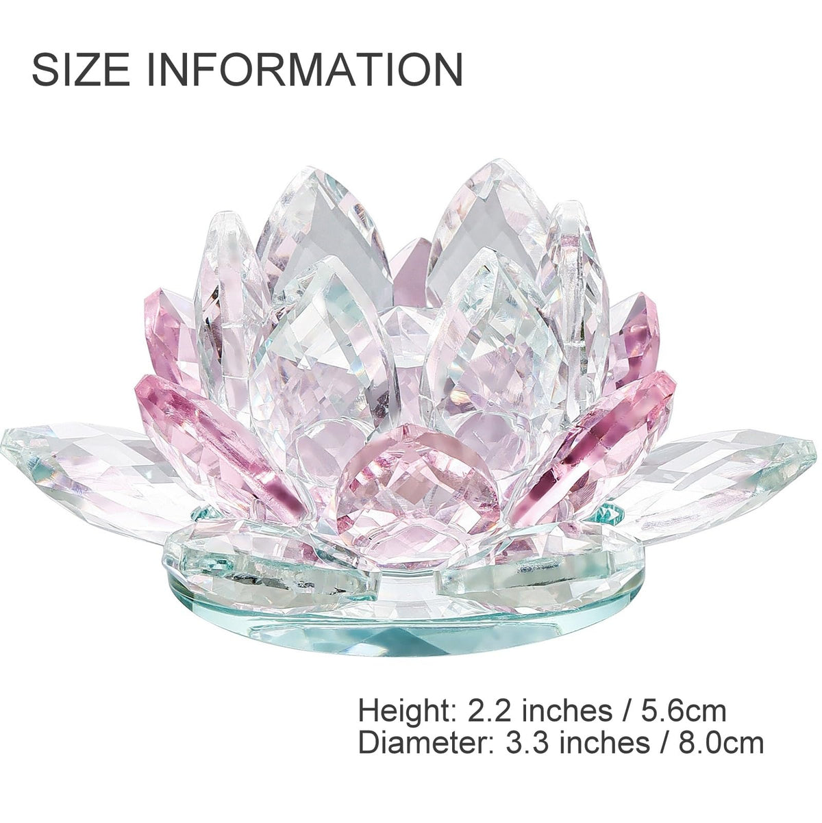 TENGFENG Crystal Lotus Flower Bicolor - Hue Reflection Glass Lotus Flower Feng Shui Home Decor Lucky Charm Crystal Figurine with Gift Box Collectible Figurines (Pink, 3.3 inches)