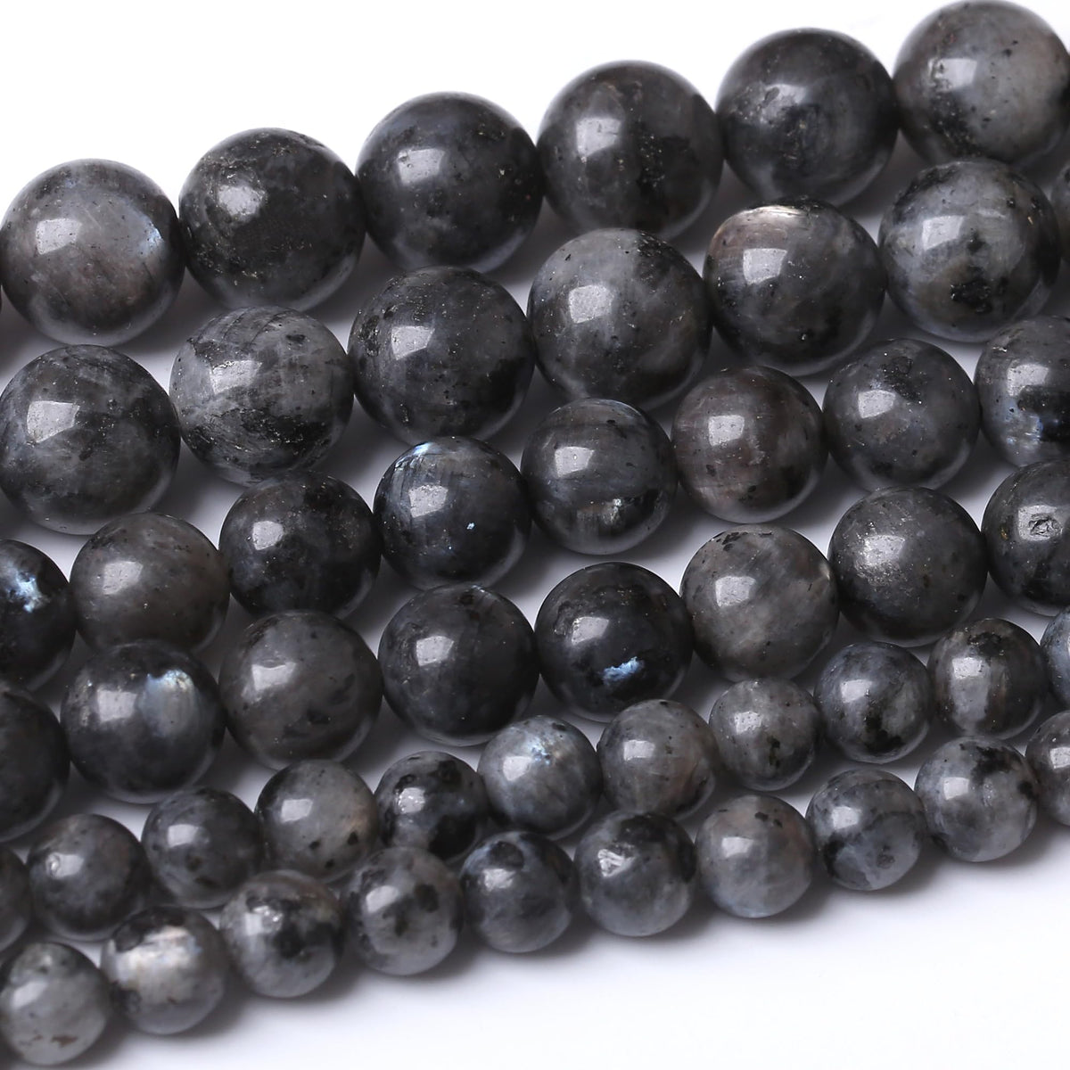 8MM Black Larvikite Round Loose Beads Natural Gem Beads Crystal Energy Stone Beads for Jewelry Making DIY Bracelet Necklace