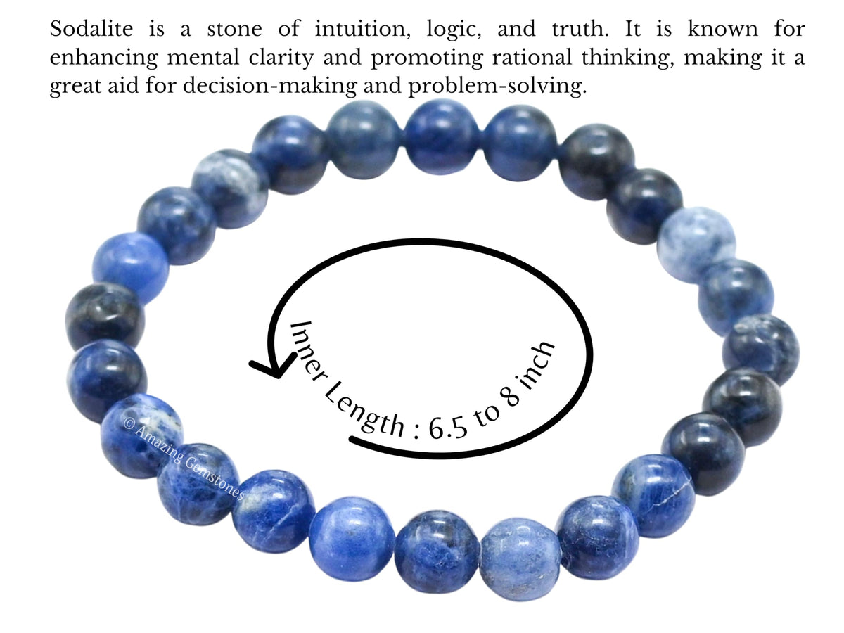 Amazing Gemstone Crystal Bracelet for Women Men's Gifts - Protection Healing Crystal Bracelet - 8mm Gemstone Beaded Stretchable Bracelet Pulseras Para Hombres Mujer Stocking Stuffers Mothers Day Gift (Sodalite)