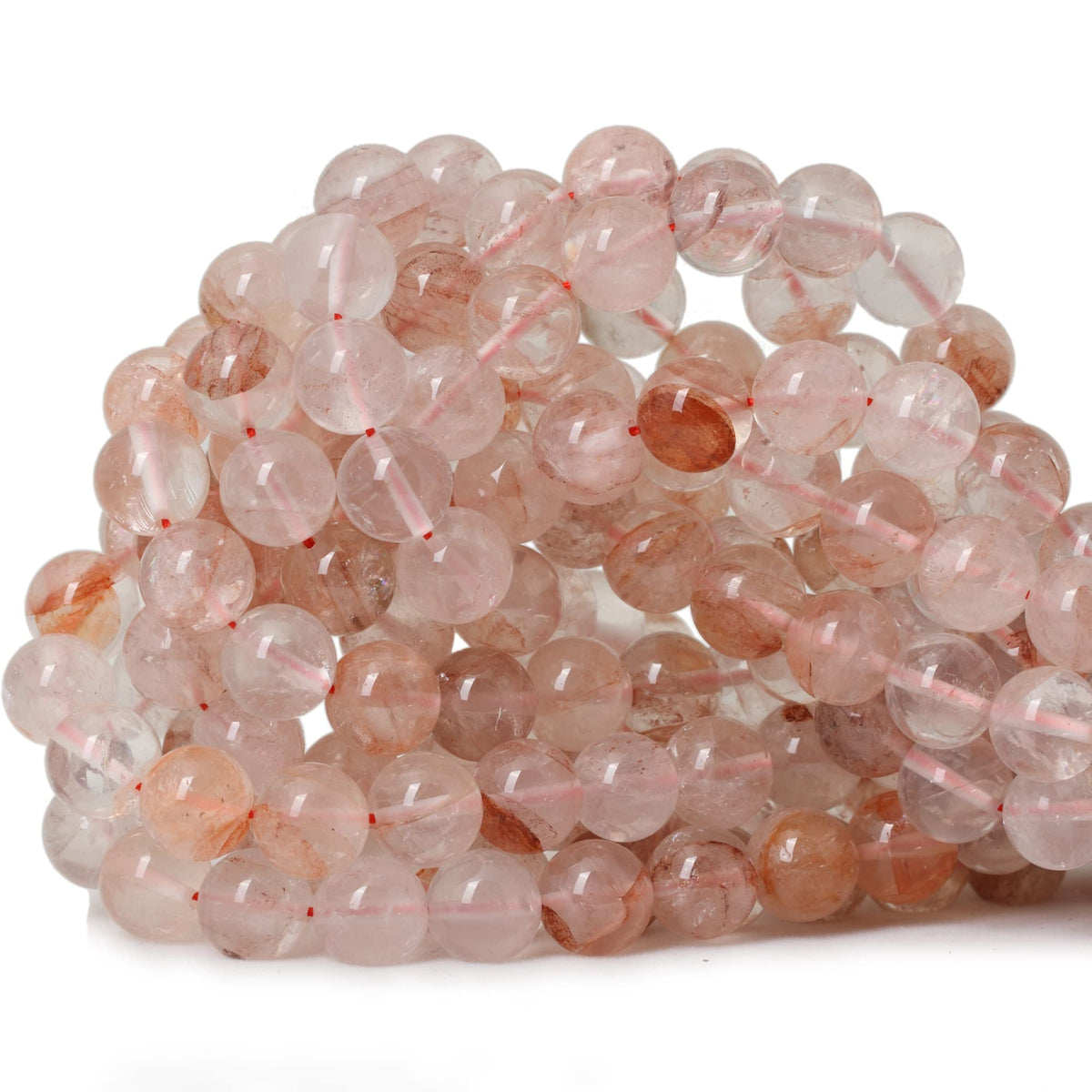 CHEAVIAN 35PCS 10mm Natural Blood Quartz Crystal Round Loose Beads for Jewelry Making 1 Strand 15"