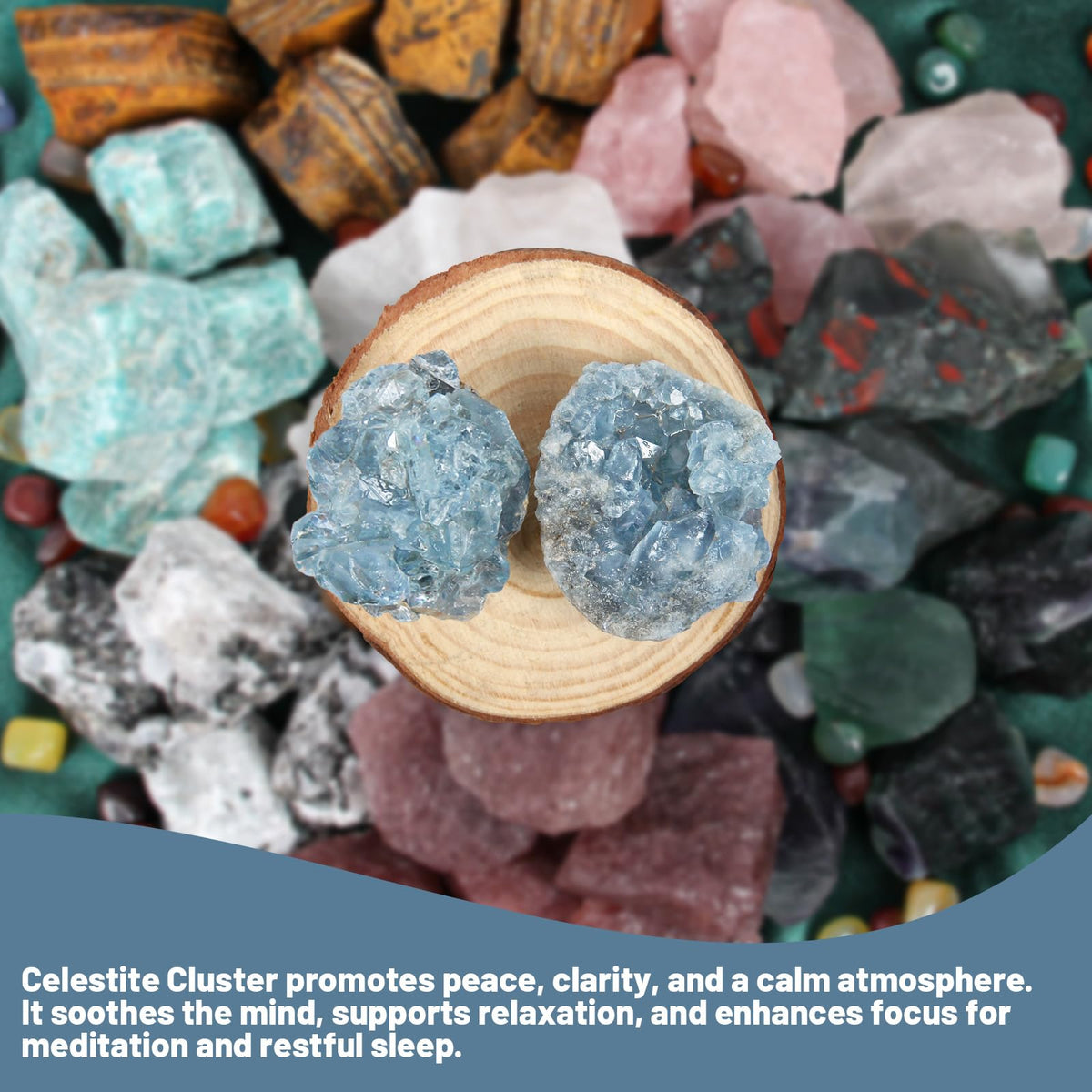 1.1lb Bulk Raw Celestite Cluster Rough Crystal-Natural Celestite Cluster Raw Stones Crystal for Tumbling, Cabbing, Fountain Rocks, Decoration, Polishing, Wire Wrapping, Wicca & Reiki Crystal Healing