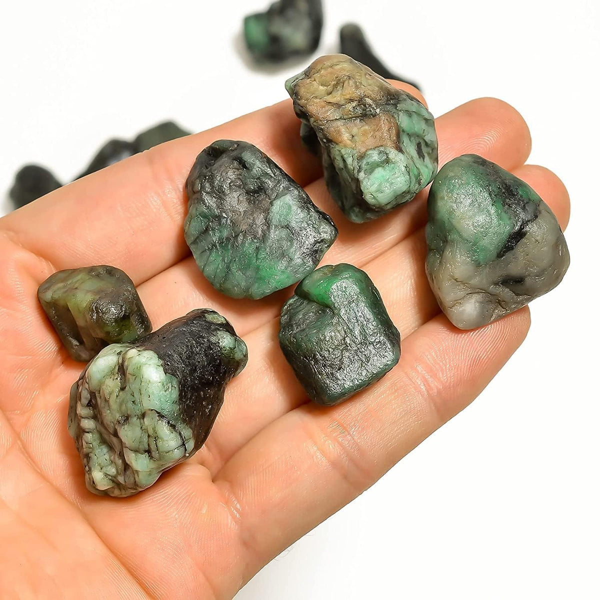 GEMKORA 50 carats Raw Green Emerald Rough Gemstone by Gemkora, Natural Crystals, Healing Stones, Wholesale Lot, Jewelry Making Supply, Gift, 2 to 3pcs