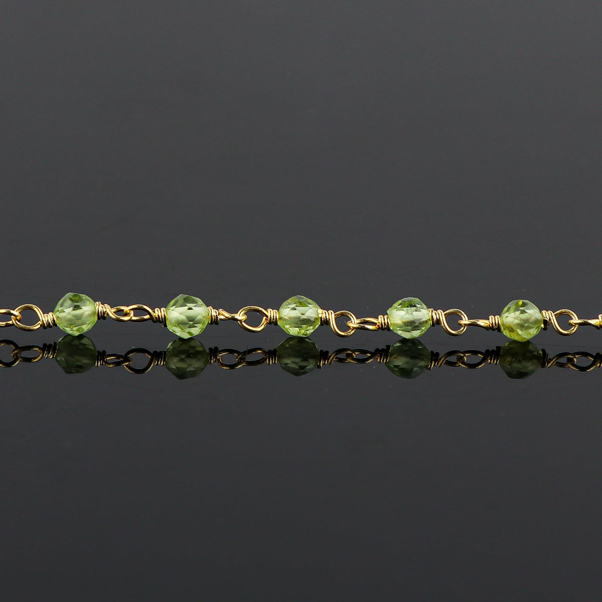 CRYSTALINES Natural Peridot Gemstones Bracelet Handmade Hypoallergenic Gold Plated Jewelry for Women Healing Crystals Microfaceted Beads Rosary Chain Boho August Birthstone Bracelet, 7+1inch