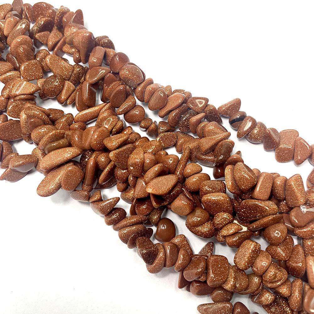 31 inches Chip Stone Loose Gemstones Beads Drilled Strand for Jewelry Making (Gold Sand Stone)