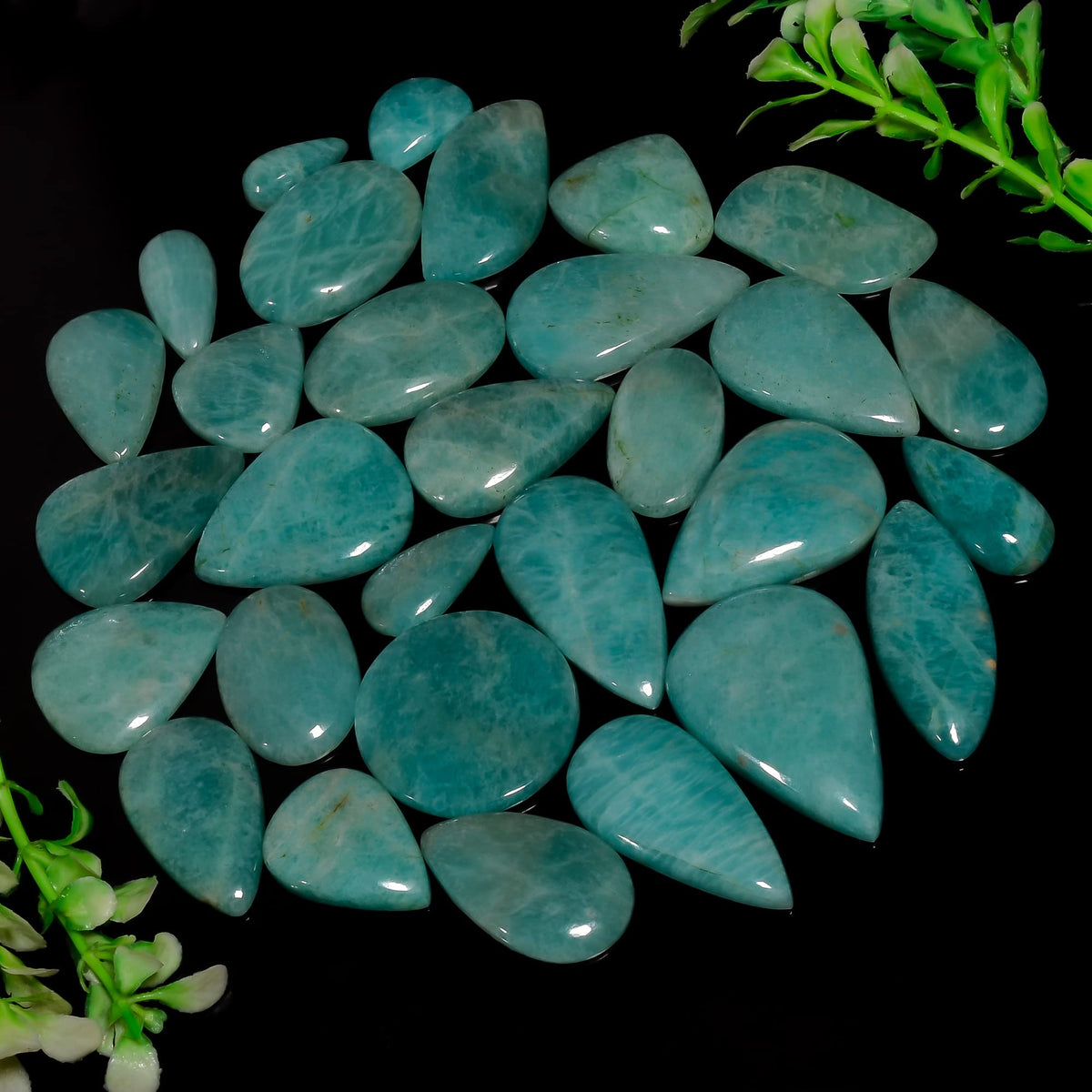 Natural 5, 4 & 3 Pcs Gemstones Cabochons Lot (15–30 MM), Multi Shape Stones for Jewelry Making Supplies Healing Crystals Gems Loose Gemstones (Amazonite, 5pcs)