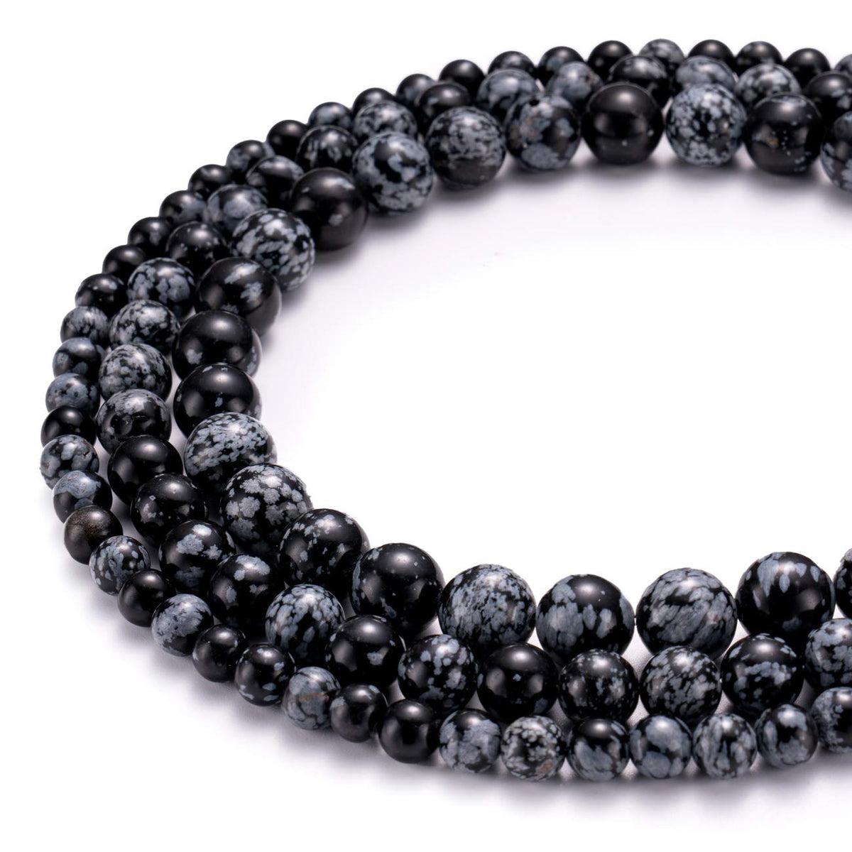 BEADIA Natural Snowflake Obsidian Stone Round Loose Semi Gemstone Beads for Jewelry Making 10MM 38PCS