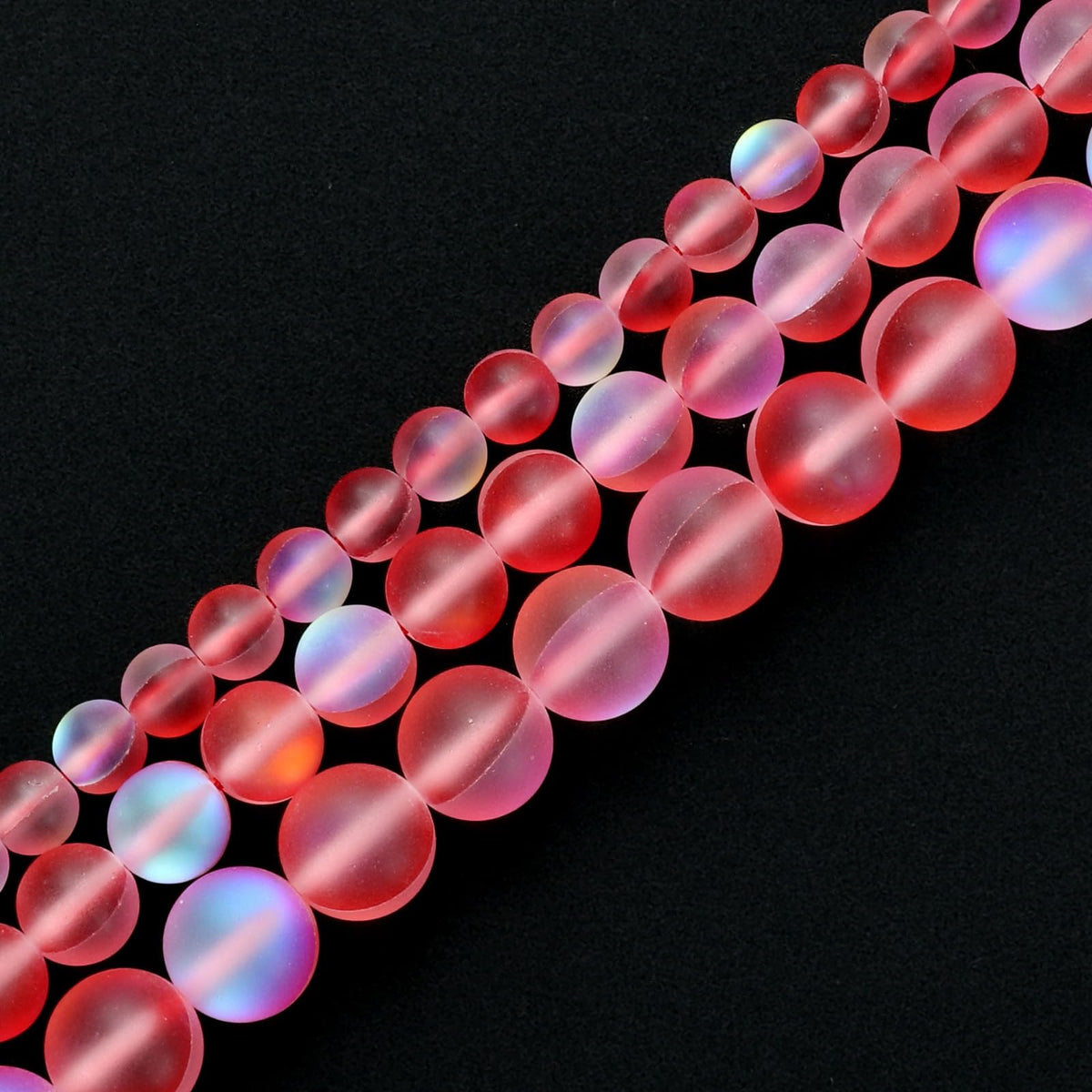 uxcell Matte Crystal Glass Beads 8mm Synthetic Frosted Shining Semi-Precious Round Loose Beads Synthetic Moonstone for Jewelry Making DIY Bracelet, Red