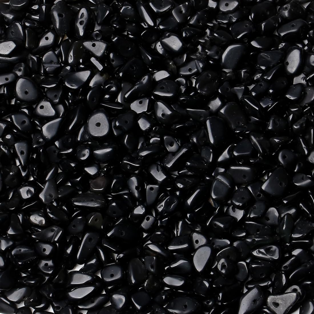 ZHIYUXI 400pcs Obsidian Black Beads 5-8mm Crystals Gemstones for Bracelet Making 2 Strands Irregular Stone Loose Rocks Bead for Jewelry Making Hole Drilled Natural Chips DIY Necklace Craft Gifts