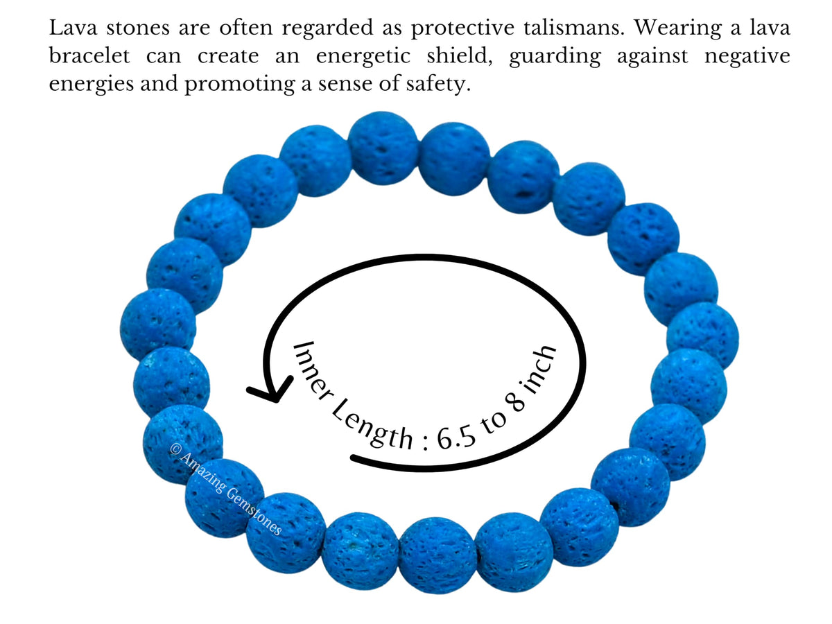 Amazing Gemstone Crystal Bracelet for Women Men's Gifts - Protection Healing Crystal Bracelet - 8mm Gemstone Beaded Stretchable Bracelet Pulseras Para Hombres Mujer Stocking Stuffers Mothers Day Gift (Blue Lava)