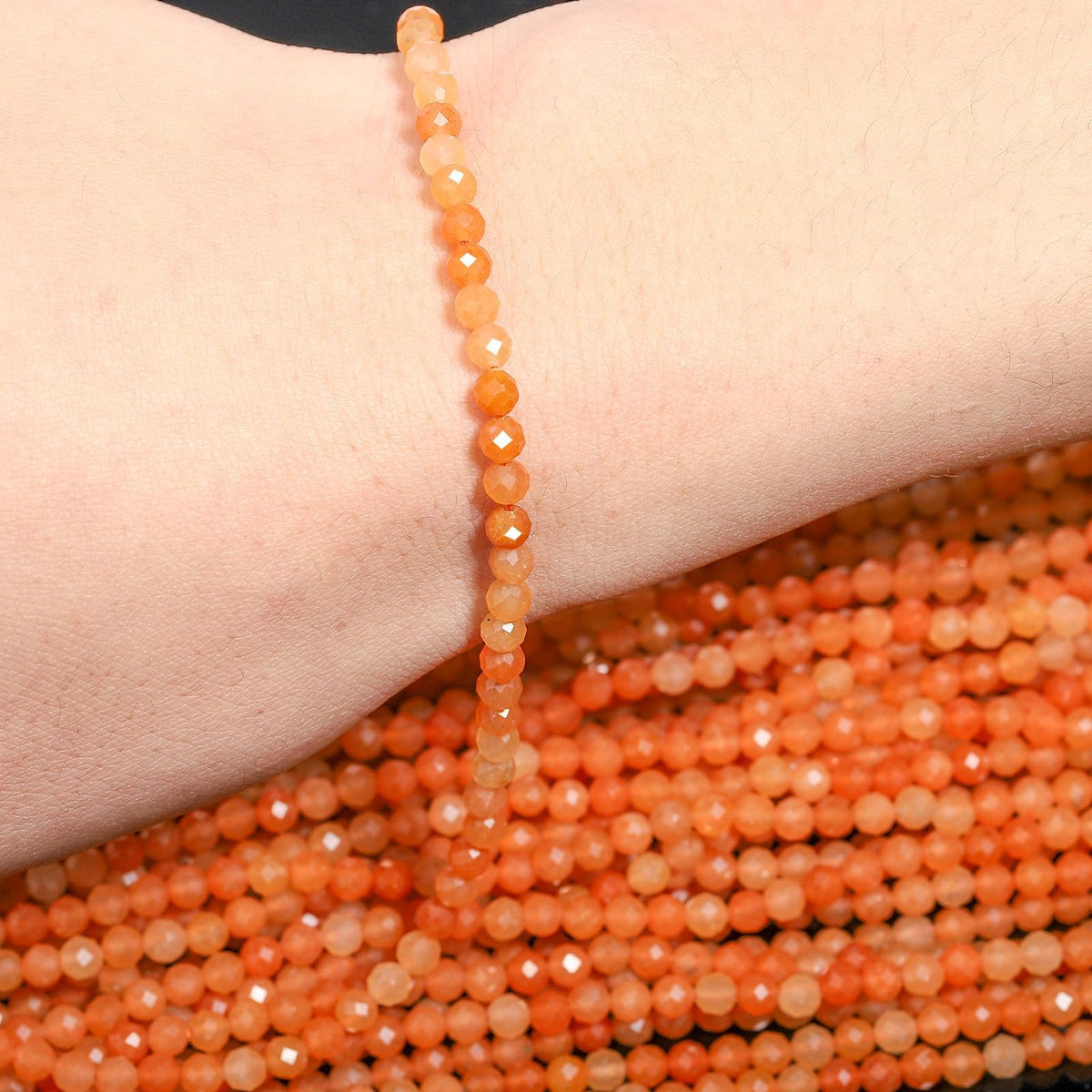 Song Xi 90pcs 4mm Natural Red Aventurine Gemstone Beads Faceted Round Loose Stone Beads for Jewelry Making (1 Strand)