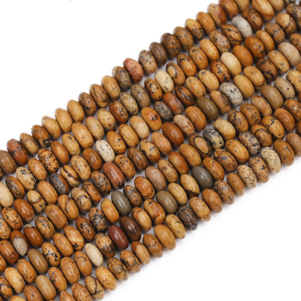 BONNY BOXX 1 Strand (150PCs) Natural 2 * 4mm Picture Jasper Rondelle Beads, Natural Abacus Disk Stone Beads Loose Spacer Gemstone for DIY Bracelet Necklace Jewelry Making