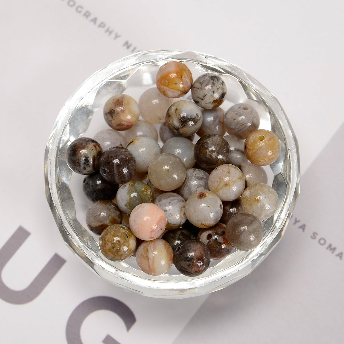 65Pcs 6mm Tree Agate Natural Round Loose Real Stone Beads Gemstone Genuine for DIY Hand Made Craft Jewelry Bracelet Earring Necklace String Making Energy Healing Power