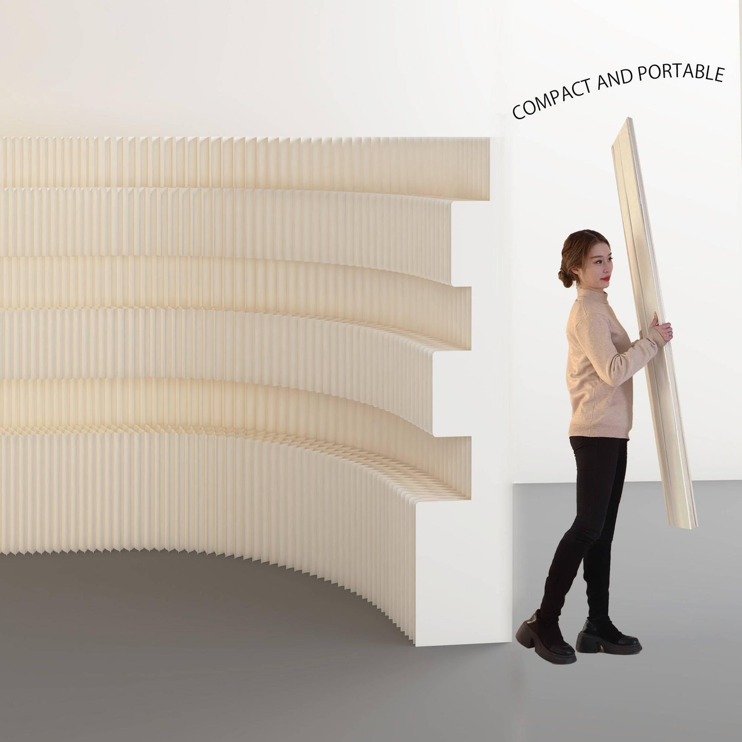 Kraft Paper Room Divider Screen 7.87ft * 16.41ft Foldable Privacy Partition for Home Office,Portable Folding Divider Wall for Dorm Studio Exhibition Store,Eco-Friendly Adjustable Room Separator Panel