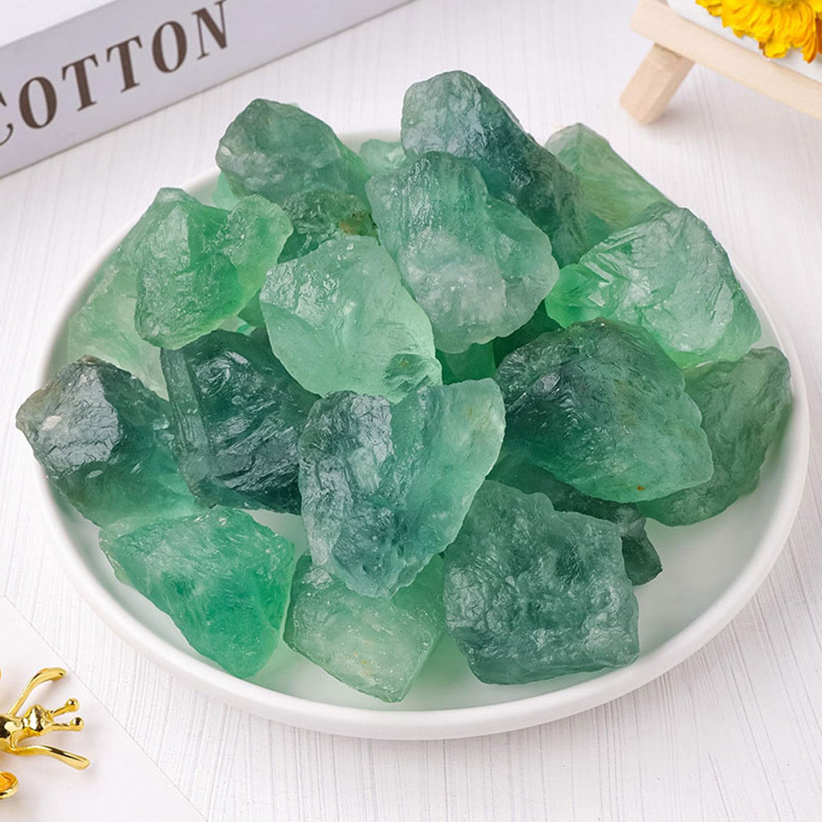 Light Green Fluorite Raw Crystals Healing Crystals Natural Rough Stones 1.2-2" for Tumbling, Fountain Rocks, Yoga, Meditation, Polishin, Gift 27