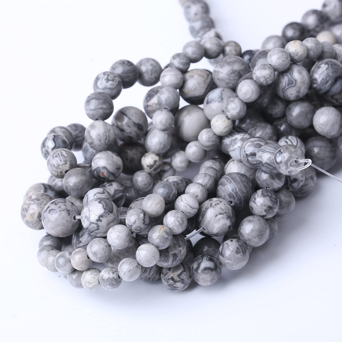 90PCS 4MM Grey map Stone Beads Natural Gemstone Bead Crystal Healing Energy Jewelry Making DIY 16 inches