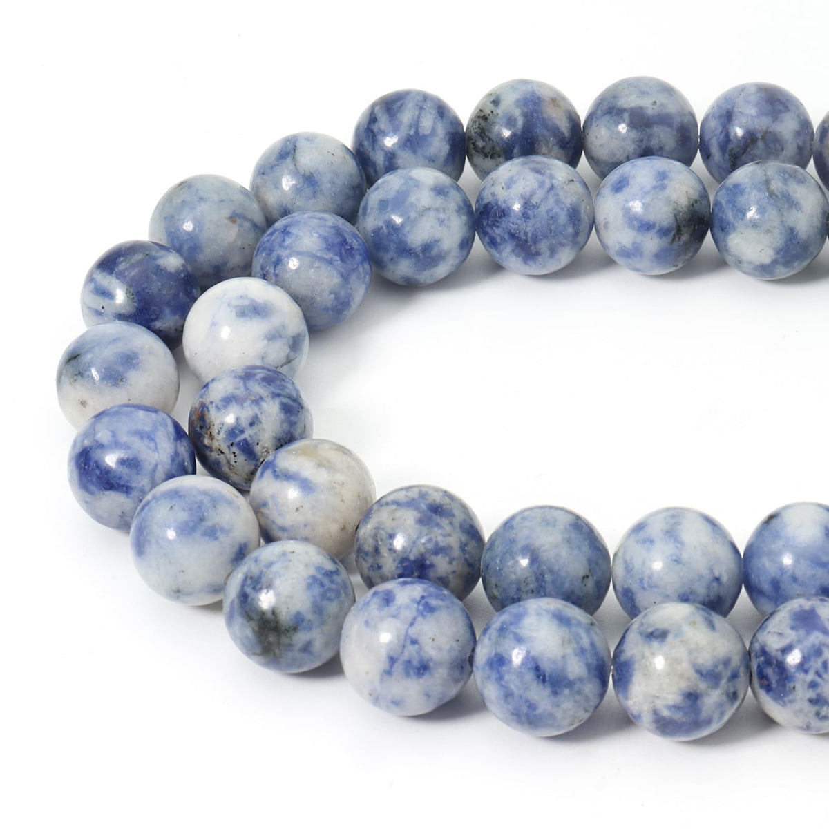 Siomia 45pcs 8mm Natural New Blue Sodalite Gemstone Beads Energy Healing Crystal Round Loose Stone Beads for Jewelry Making, DIY Bracelets Necklaces