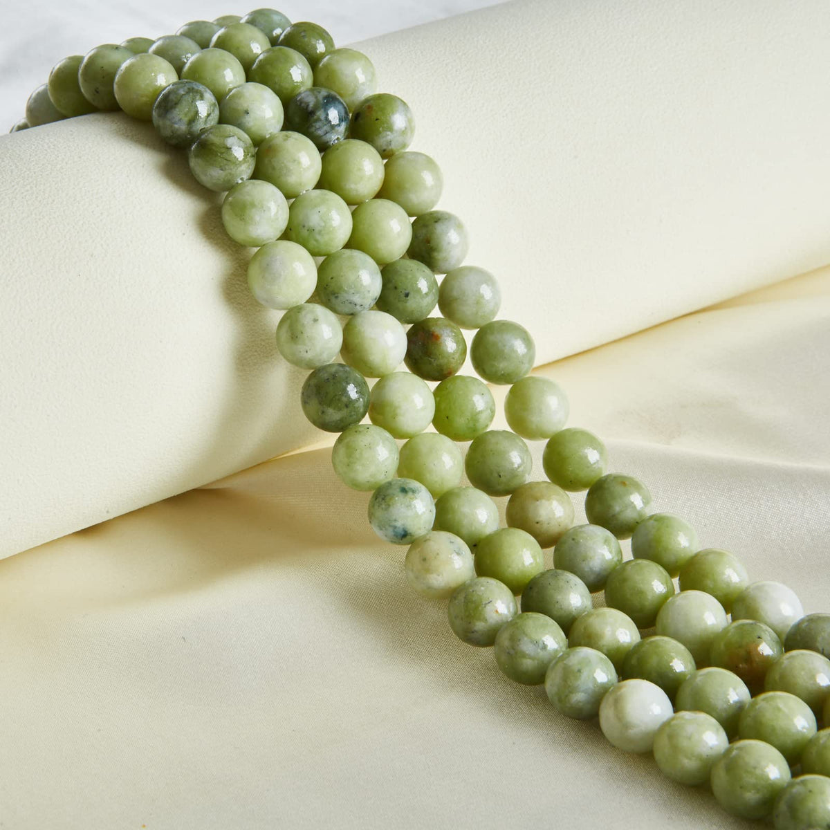 60pcs 6mm Chinese Jade Beads Natural Gemstone Beads Round Loose Beads for Jewelry Making