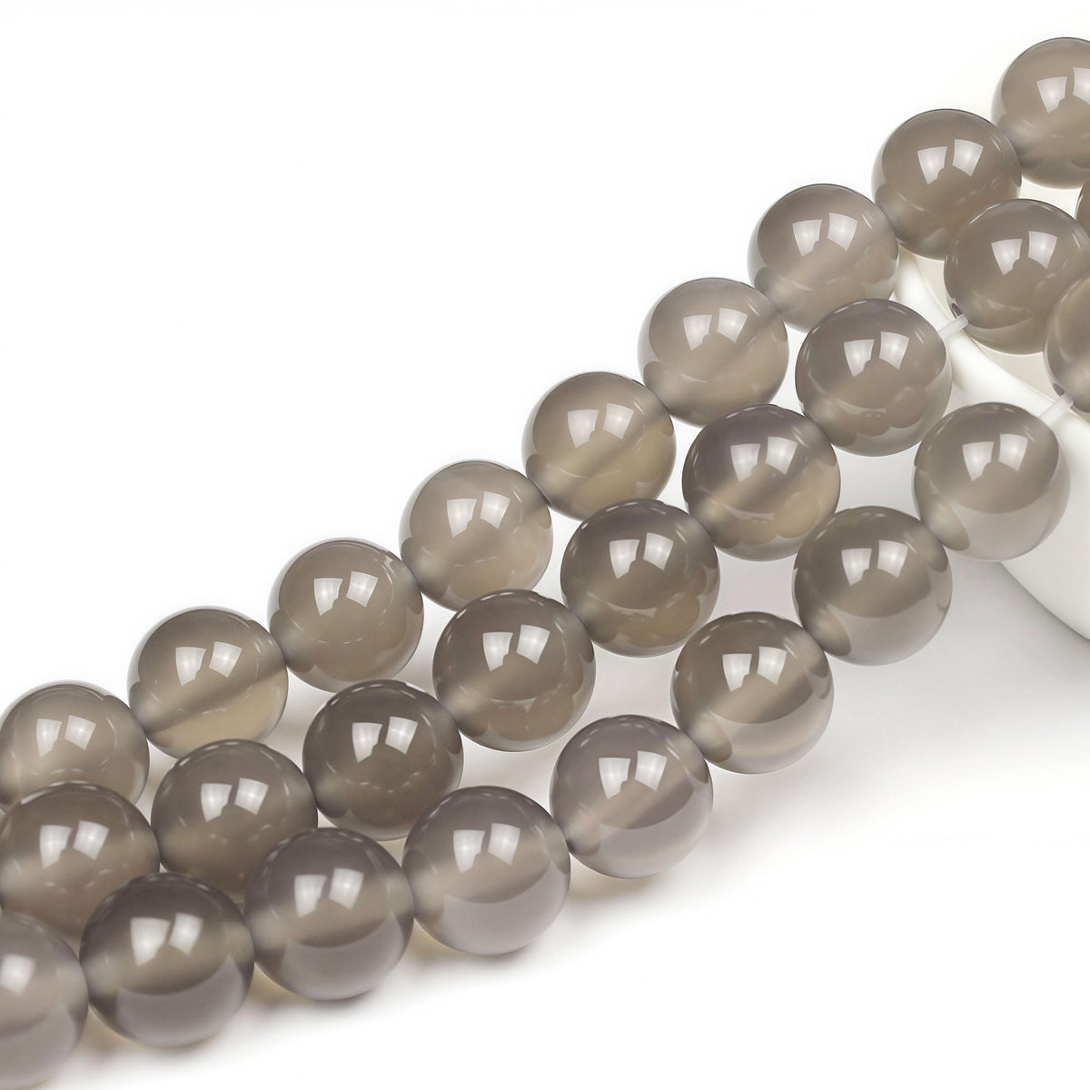 MJDCB 7A Natural Grey Agate Gemstone Round Stone Beads for Jewelry Making DIY Bracelet Necklace (4mm)