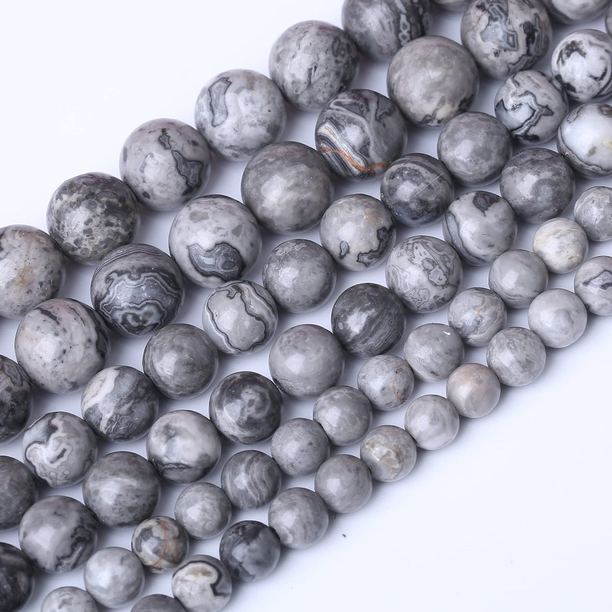 90PCS 4MM Grey map Stone Beads Natural Gemstone Bead Crystal Healing Energy Jewelry Making DIY 16 inches