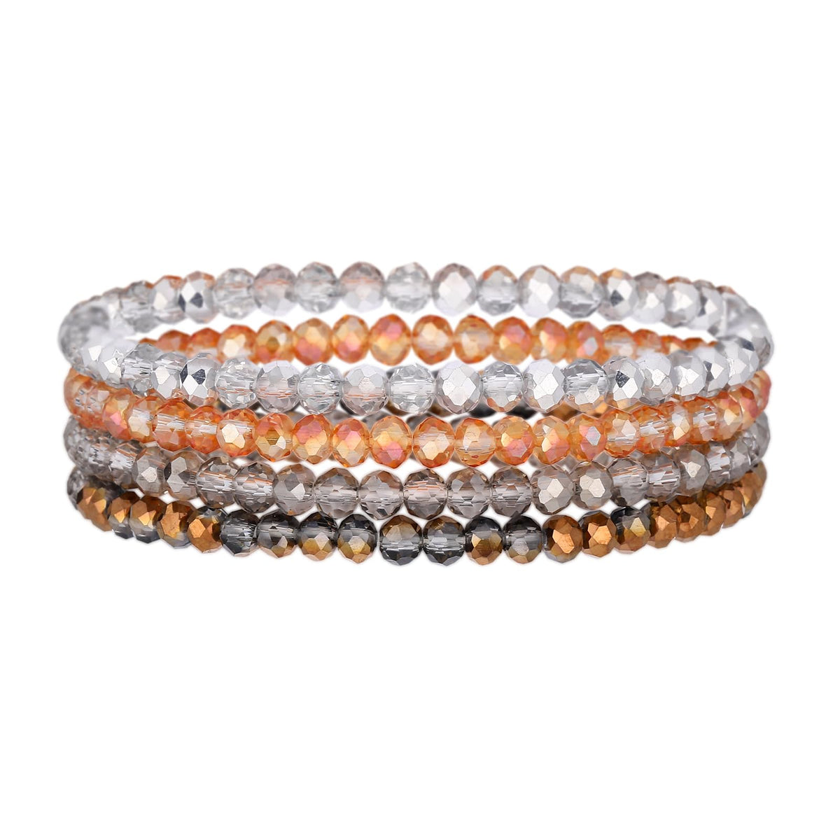 Noessla Beaded Boho Stretch Bracelet Colorful Stackable Crystal Beads Bracelets Trendy Costume Jewelry Mothers Day Gifts for Women(Champagne)