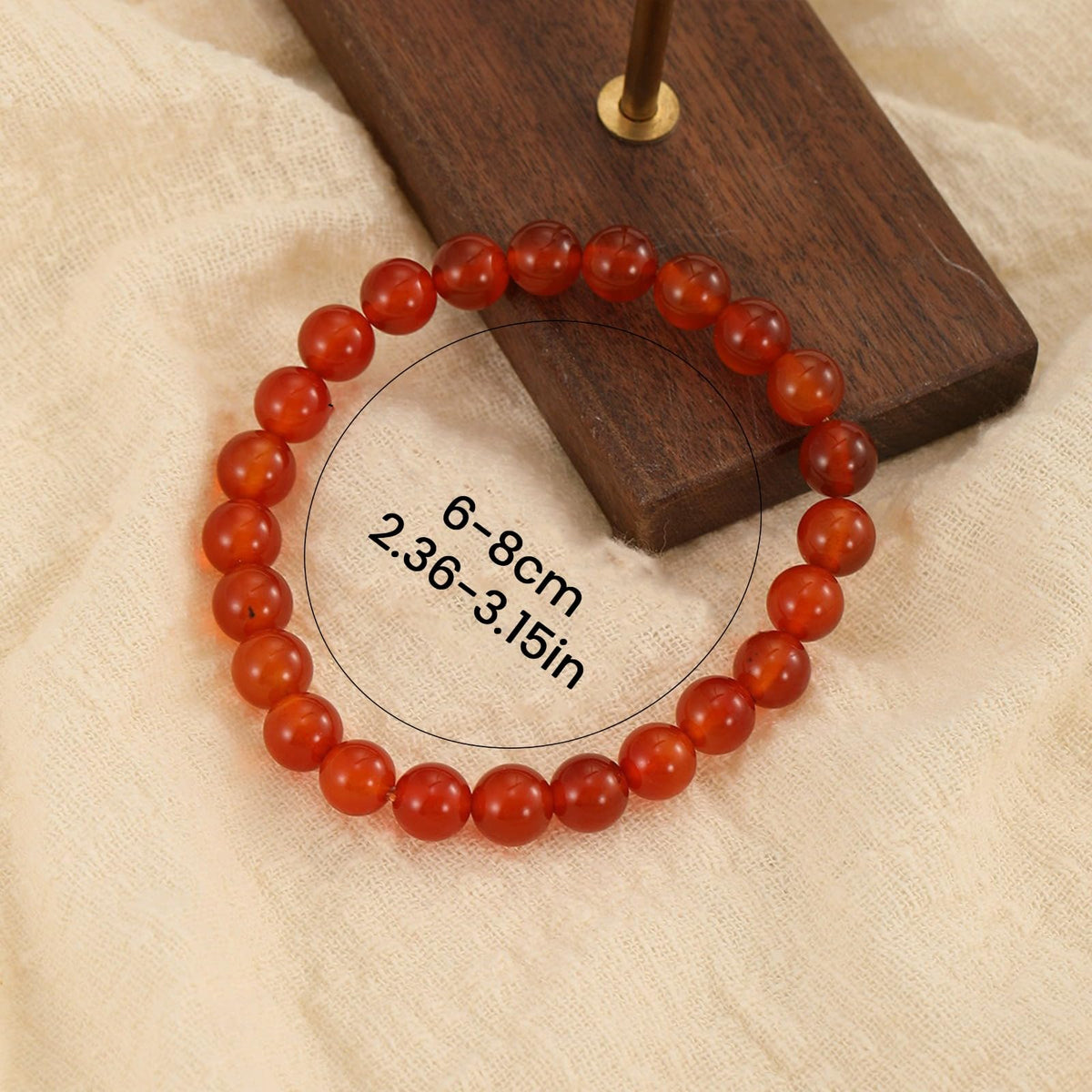 Crystal Vibe Carnelian Bracelet for Boosting Courage Self-Confidence and Motivation - 8mm Beaded Bracelet for Women Men - Elastic Adjustable Size