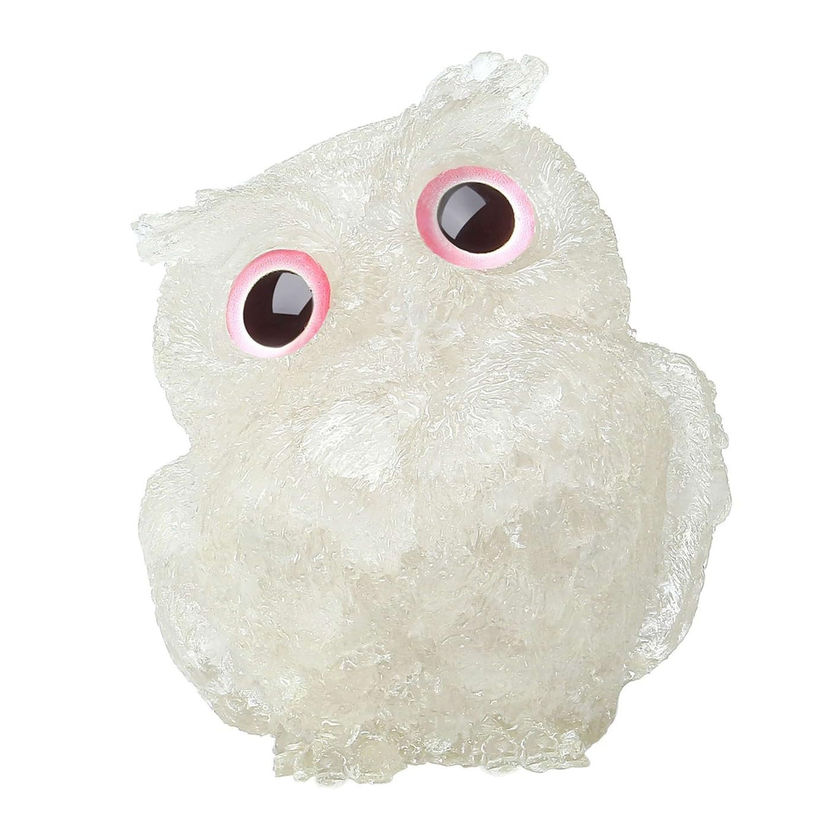 LAIDANLA Clear Quartz 2.4" Owl Statue Natural Healing Crystal Cute Owl Animal Figurine Pocket Sculpture Reiki Spiritual Energy Gemstone Home Office Room Desk Decor Gifts for Women Men