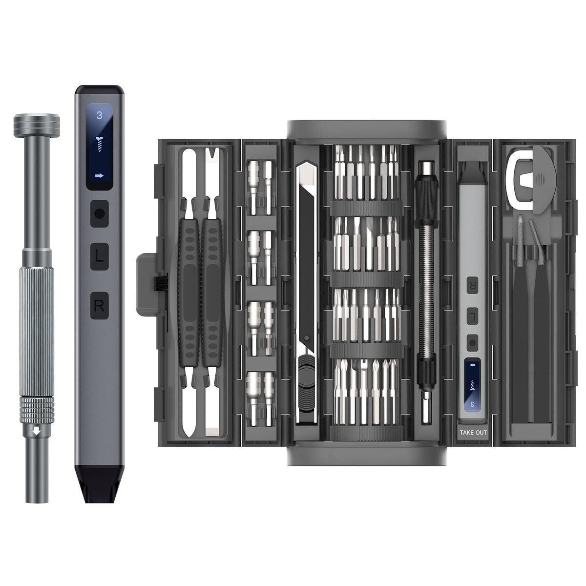 UF-TOOLS Mini Electric Screwdriver, 83 in 1 Cordless Rechargeable Small Power Screwdriver Set with 72 Bits, Led Light and Magnetic Mat, Professional Repair Tool for Phone Watch Camera Laptop PC